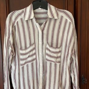BP Striped Button-Down Blouse
